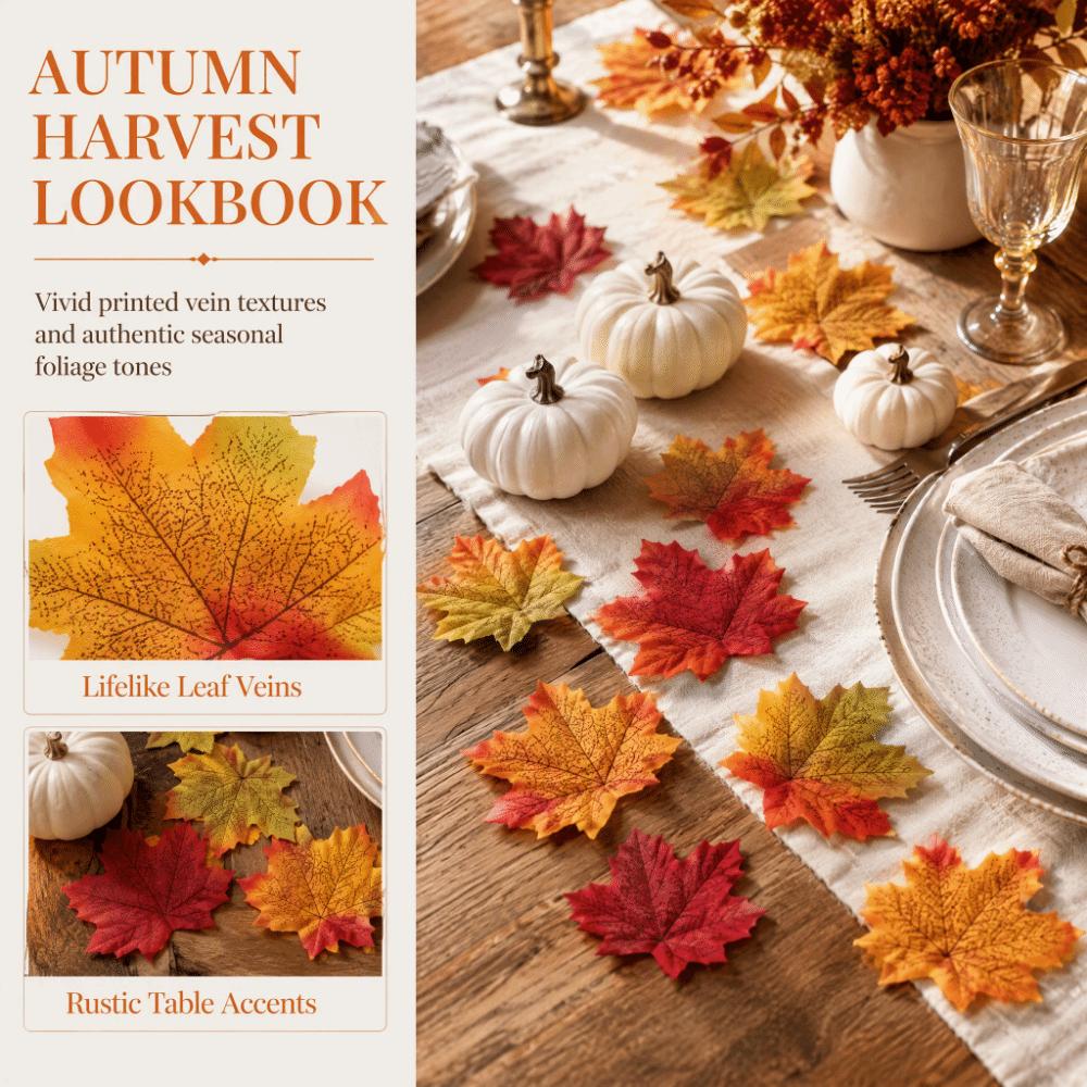 500 PCS Lightweight Design Fake Autumn Leaves 500 Pieces Artificial Fall Leaves Party Table Decor
