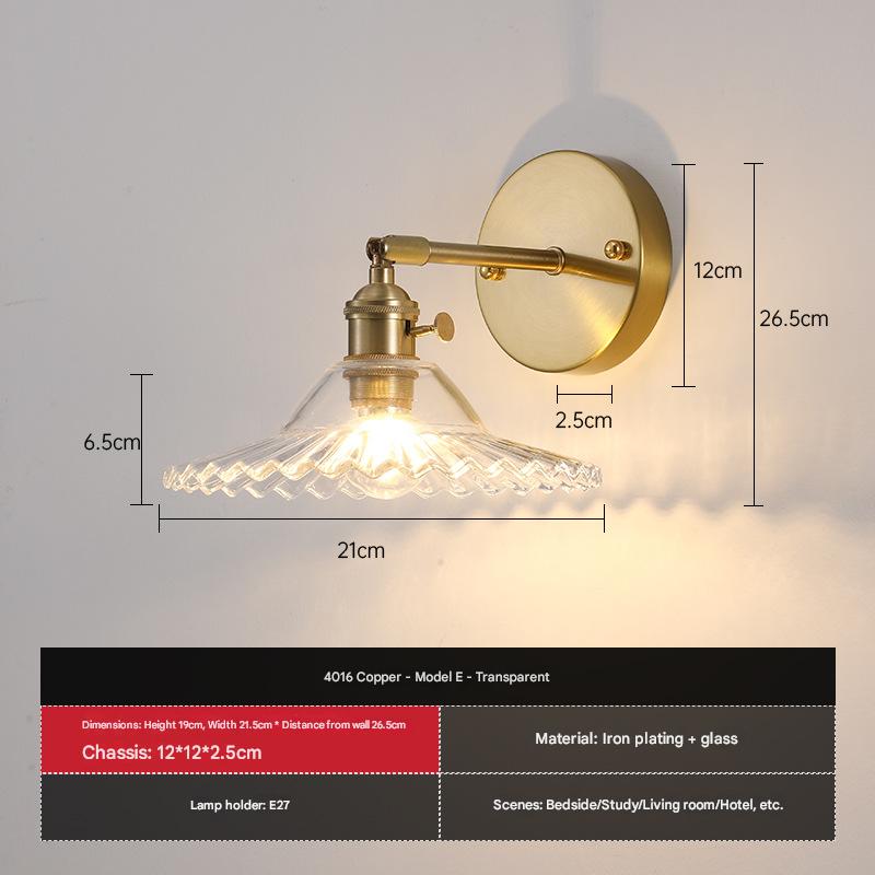 Japanese Retro Floral Glass Wall Lamp Modern Simple Bedside Lamp for Bedroom Study Led Mirror Light Nordic Wall Sconce