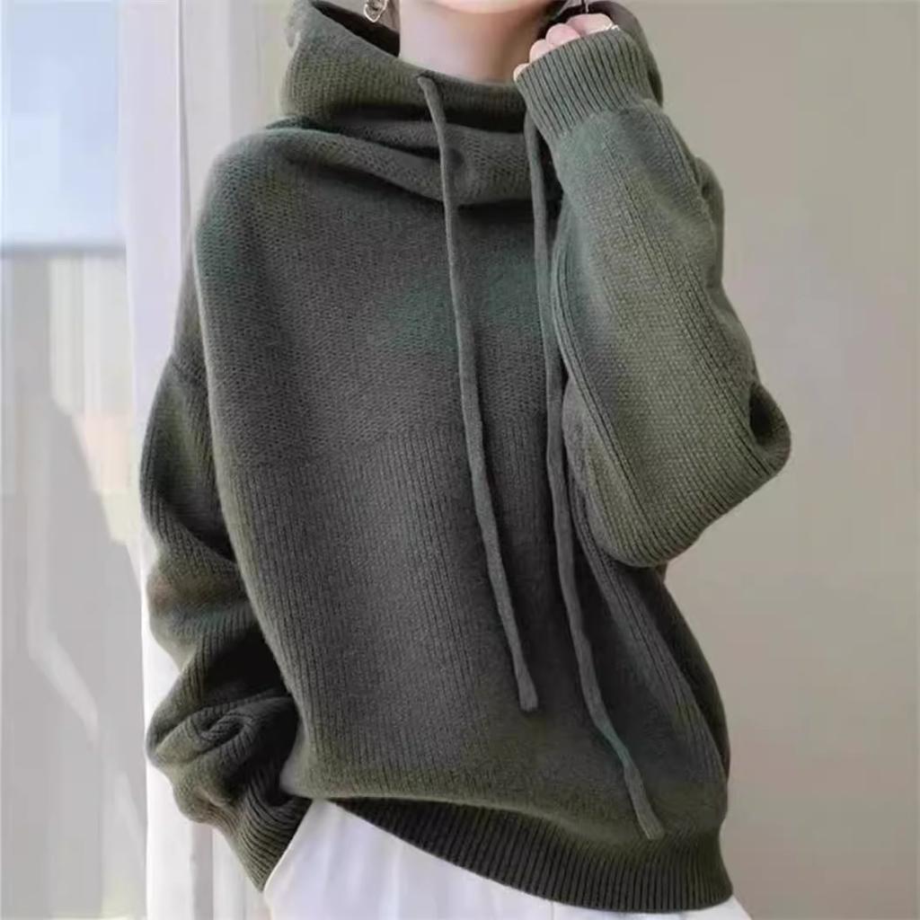 YYFS Women's Fashion Casual Fall Winter Solid Color Print Long Sleeve High Neck Sweaters