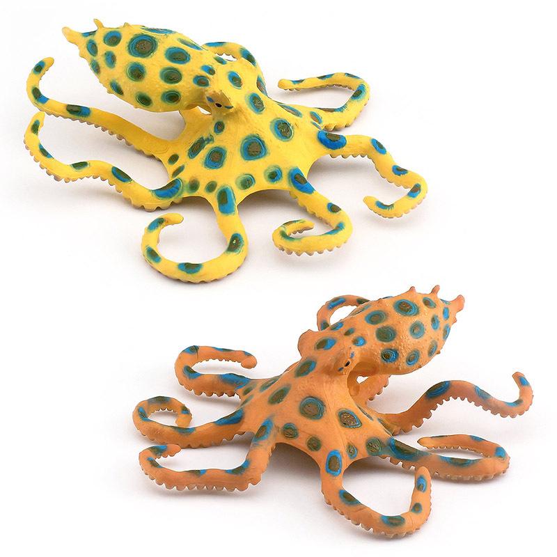 Children'S Cognitive Simulation Marine Animal Blue-Ringed Octopus Model Submarine Creature Blue-Ringed Leopard-Print Octopus Desktop Ornament