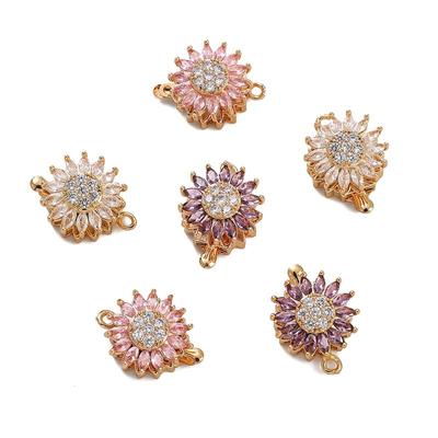 One Copper Microinset Zircon Rotatable Sunflower Findings for Necklace Bracelet DIY Jewelry Making Accessories