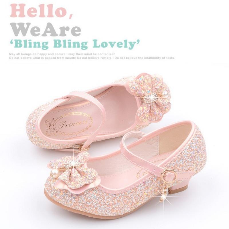 Girls' Fashionable High Heels Korean Style Princess Shoes Student Performance Leather Shoes