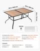Outdoor Patio Dining Table, 150cm Long Rectangular Wood-Like Steel Slat Backyard Bistro Tables for 4-6, with 38mm Umbrella Hole, All-Weather Large