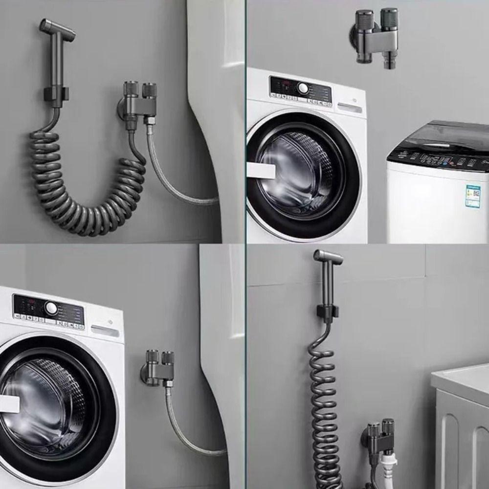 New Alloy Washing Machine Faucet 1 In Two Out G1/2 Toilet Triangle Valve Triangle Valve Double Control Valve Basin