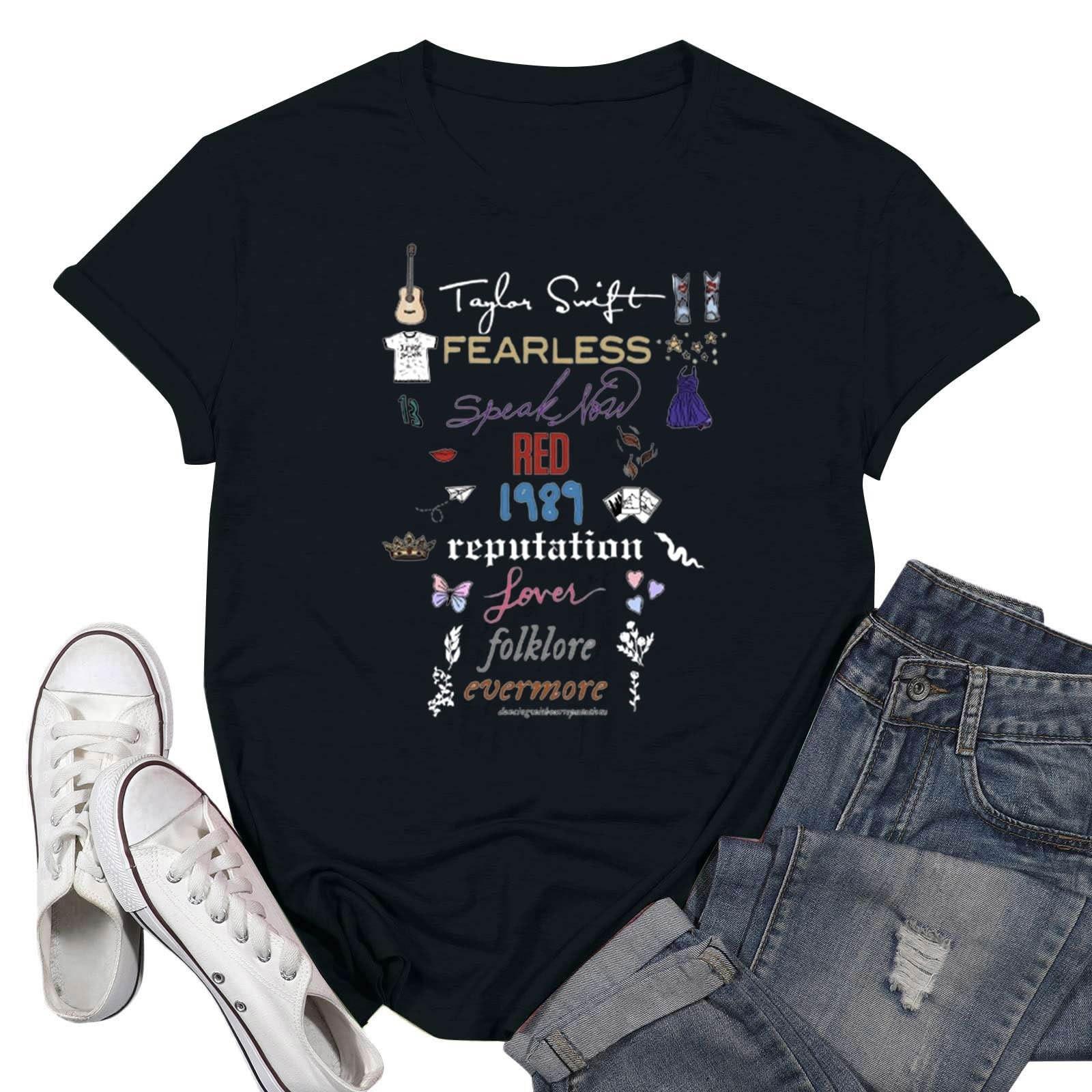 

Women s Fashion Casual Round Neck Short Sleeve T-Shirt Letter Printed Top M