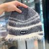 New Style Loose Dandy Hat Lazy Style Fashion Stripes Beanie Hat Sweet Winter Hats For Women Streetwear Knit Hats For Girl