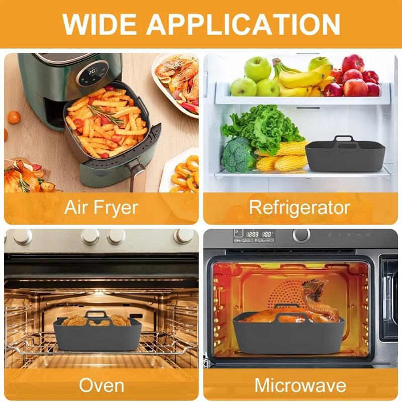 Air Fryer Silicone Pot Thick Reusable Silicone Square Air Fryer Liners Baking Tray Liner Paper Air Fryer Basket Baking Utensils
