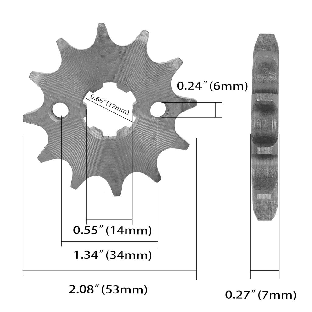 17MM 428 Motorcycle Sprocket, 428-12T Motorcycle Front Engine Sprocket for 50cc 70cc 90cc 110cc 125cc Dirt Pit Bike Mini Bike ATV 4 Wheeler Moped