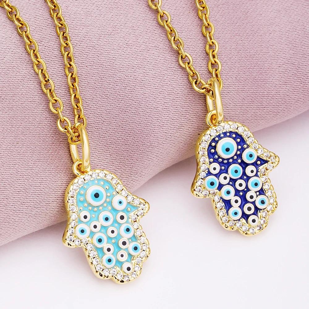 Türkische Glück Bösen blick Halskette Frauen 8 Stil Blau Augen Weiblichen Charme Mode Emaille Schmetterling Edelstahl Halskette Schmuck