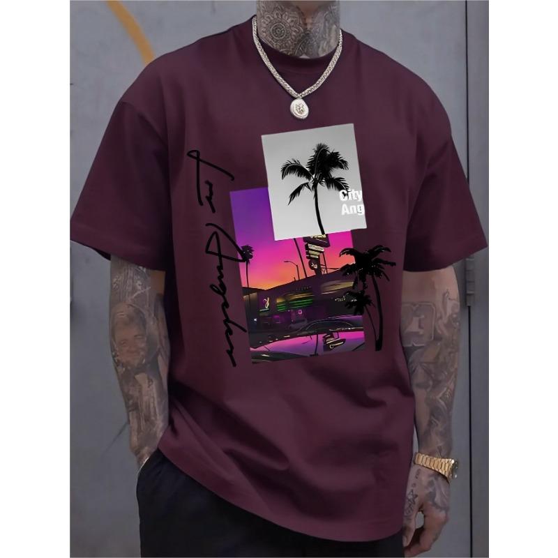 Men's Fashionable Round Neck T-shirt, Versatile Short Sleeves