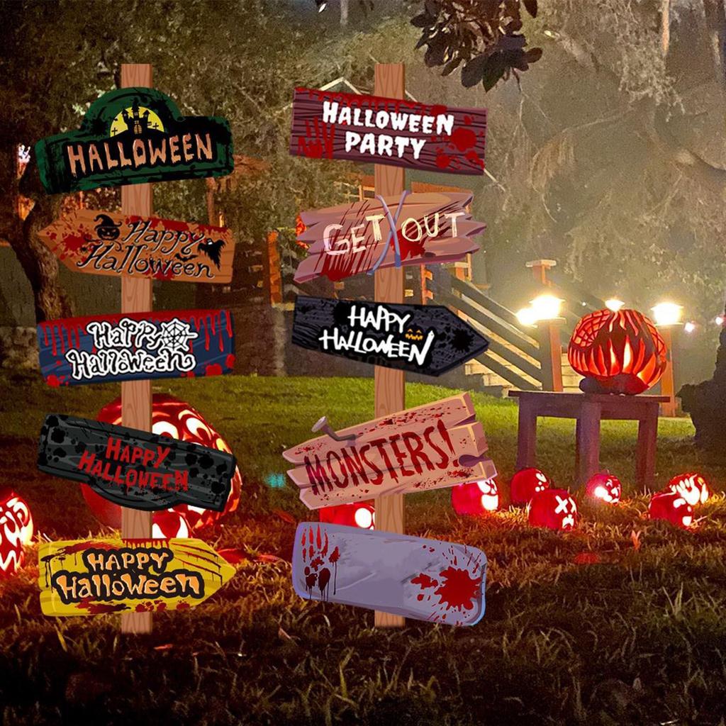 New Halloween Party Decor Welcome Sign Halloween Scary Themed Outdoor Yard Signs Decor Halloween Party Home Garden Decor