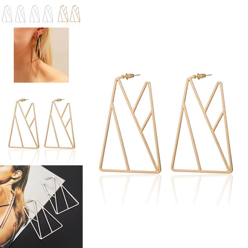 Boucles d'oreilles géométriques triangulaires élégantes pour femmes en couleurs or et argent