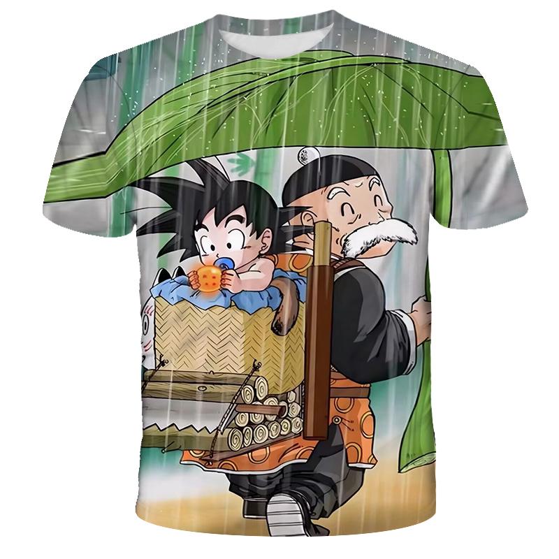 2026 Summer Dragon Ball Retro Fitness T-shirt Men's Oversized 3D Printed Short-sleeved Family Unisex Children's Sports Shirt