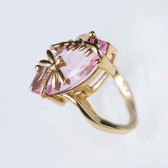 Transparent Rhinestone Ring Gemstone Emerald Faux Decor Dragonfly Ring for Wedding