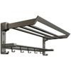 Wall Mounted Foldable Towel Rack Bathroom No Drilling Space Saving Aluminum Bar With Hooks