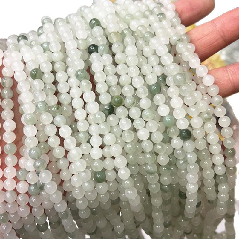 Natural Ice Green Tian Shan Jade Bead Bracelet & Necklace DIY Jewelry Accessories