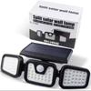 Modern IP65 Solar Garden Light Motion Sensor LED Wall Lamp Outdoor Waterproof 3 Sides 74 LED