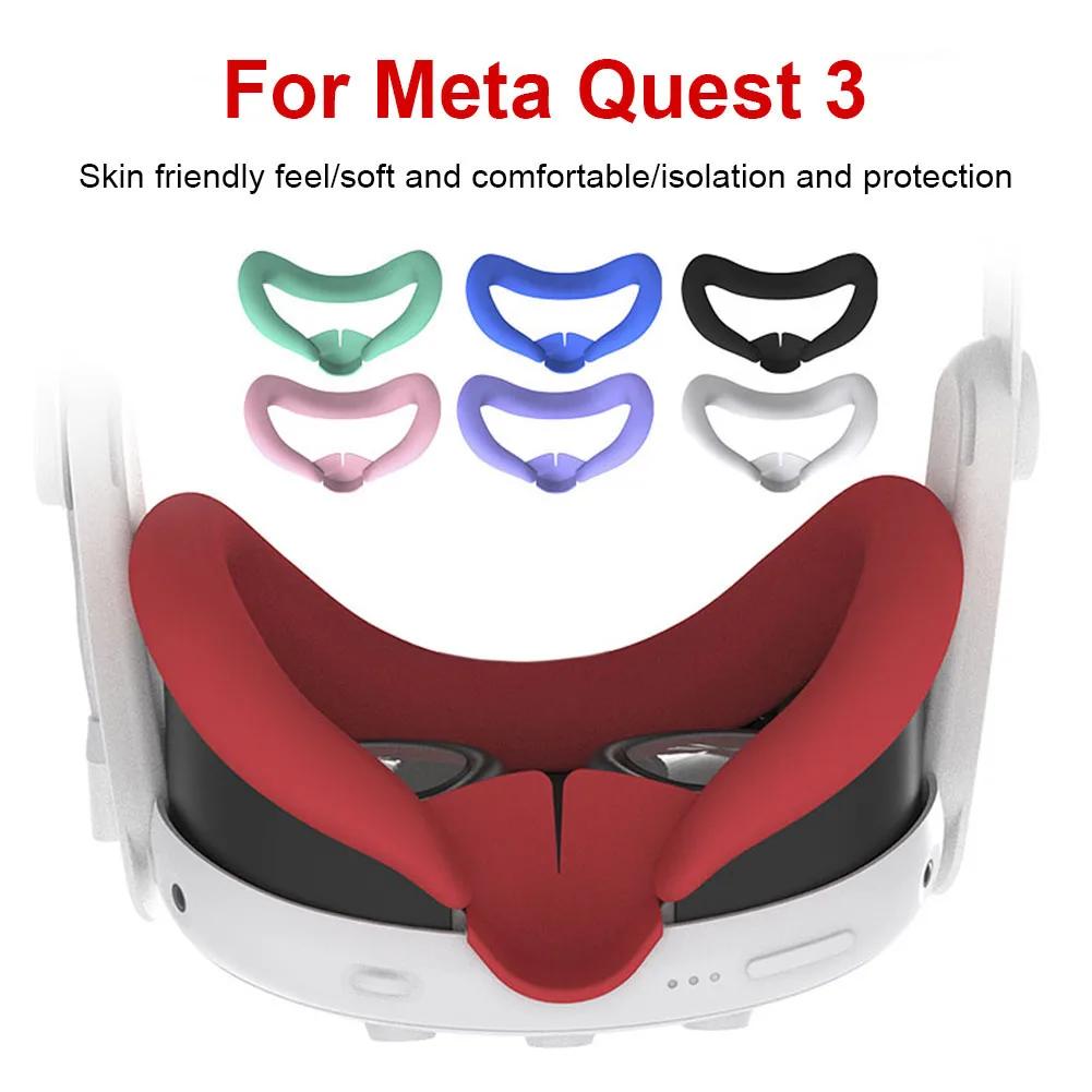 Silicone VR Face Cover for Meta Quest 3 Sweatproof Mask Cushion Lightproof Interface Replacement Accessories