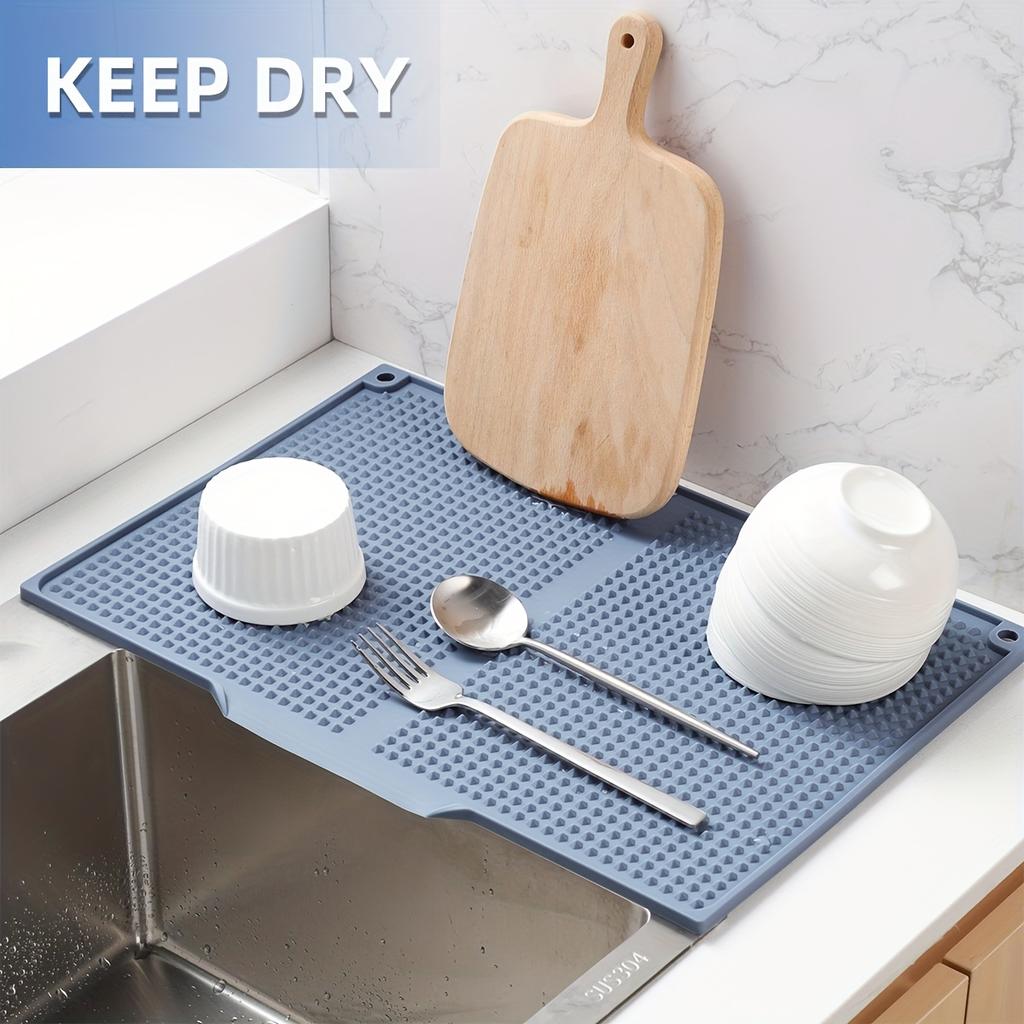 [Heat-Resistant Silicone Mat] Heat-Resistant & Non-Slip Extra Large Silicone Kitchen Splash Guard & Drying Mat | Up To 446°F/230°C,with Drainage Holes