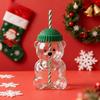 Transparenter Bärenförmiger Kunststoff- oder Glasbecher mit Strohhalm Kaffeetasse für Männer Frauen Geburtstag Weihnachtsgeschenk Getränke Milchteetasse