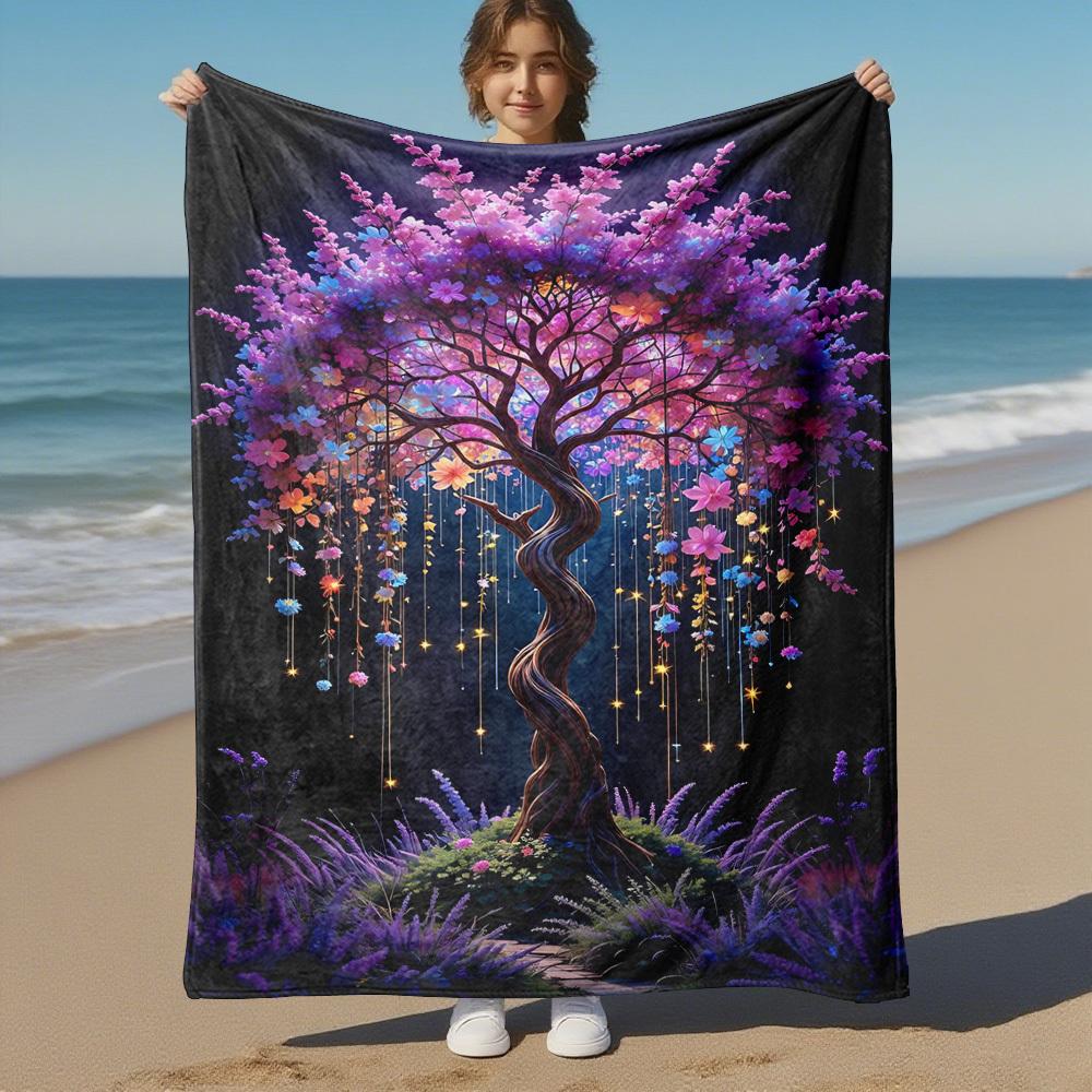 1pc magical tree Outdoor Flannel Blanket Soft Warm All-Season Throw for Sofa Bed Car Camping Office, Cozy Gift Idea1294S