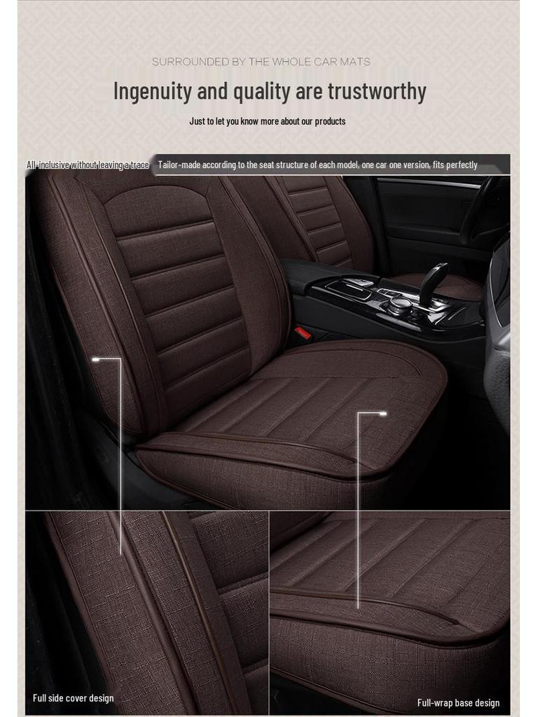 Roewe Car Seat Cushion: Full Surround, Breathable Linen, Universal Fit for All Seasons