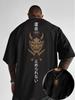 Americanstyle Mens Hannya Oni Mask Double Swords Japanese Print Crew Neck TShirt  Pure Cotton AllSeason Streetwear TShirt
