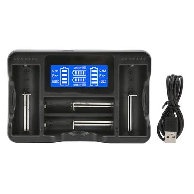 SEIVI Schwarz PC Tragbar Reise LCD Smart Display USB Vierfach-Akkuladegerät für Ni MH Ni Cd AA