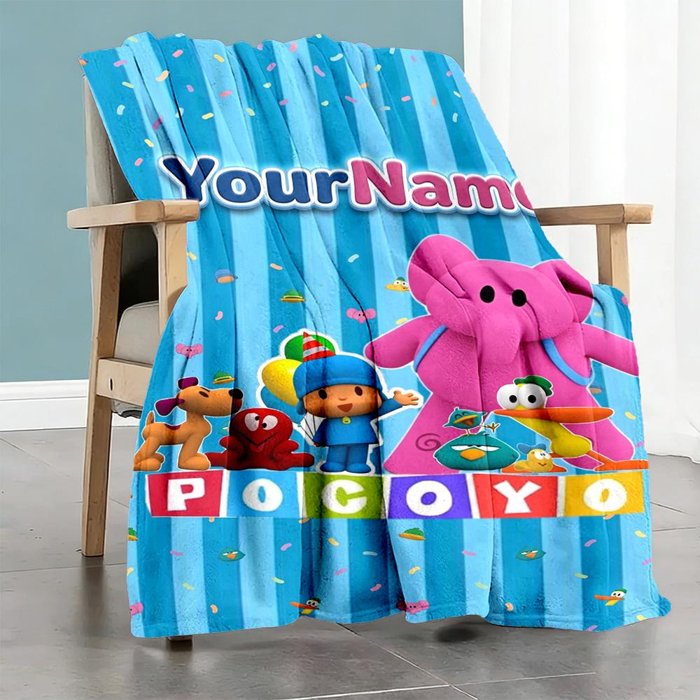 Pocoyo Customize Your Name Blanket Lightweight Personalized Blanket Soft & Cozy Perfect for Livingroom Couch Office Chair Seaside