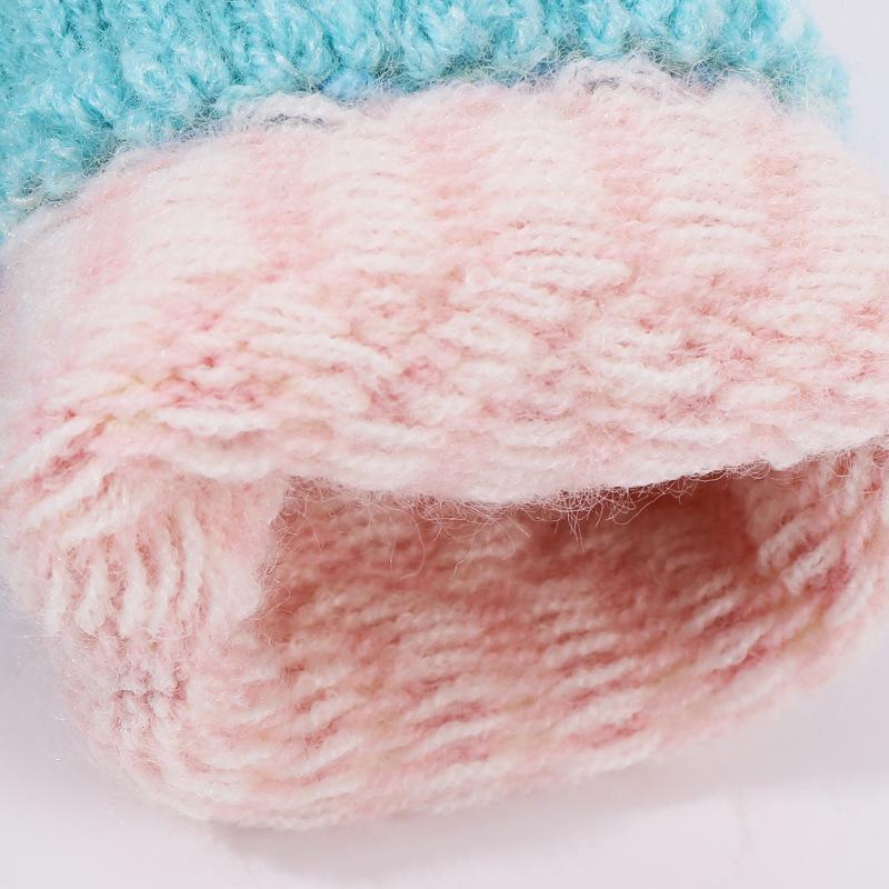 Winter Knitted Gloves, Japanese Style, Color-blocked Half-finger Gloves, Women's Student Warm Gloves, Versatile Fingerless Gloves