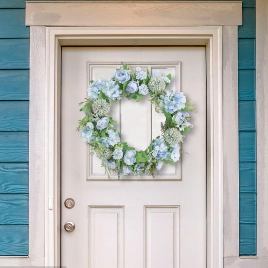 15,75" Vårkrans Falsk Peonkrans Kunstig Hortensia Peonblomstkrans med Grønne Blader til Hjem Ytterdør Bryllup Veggdekor