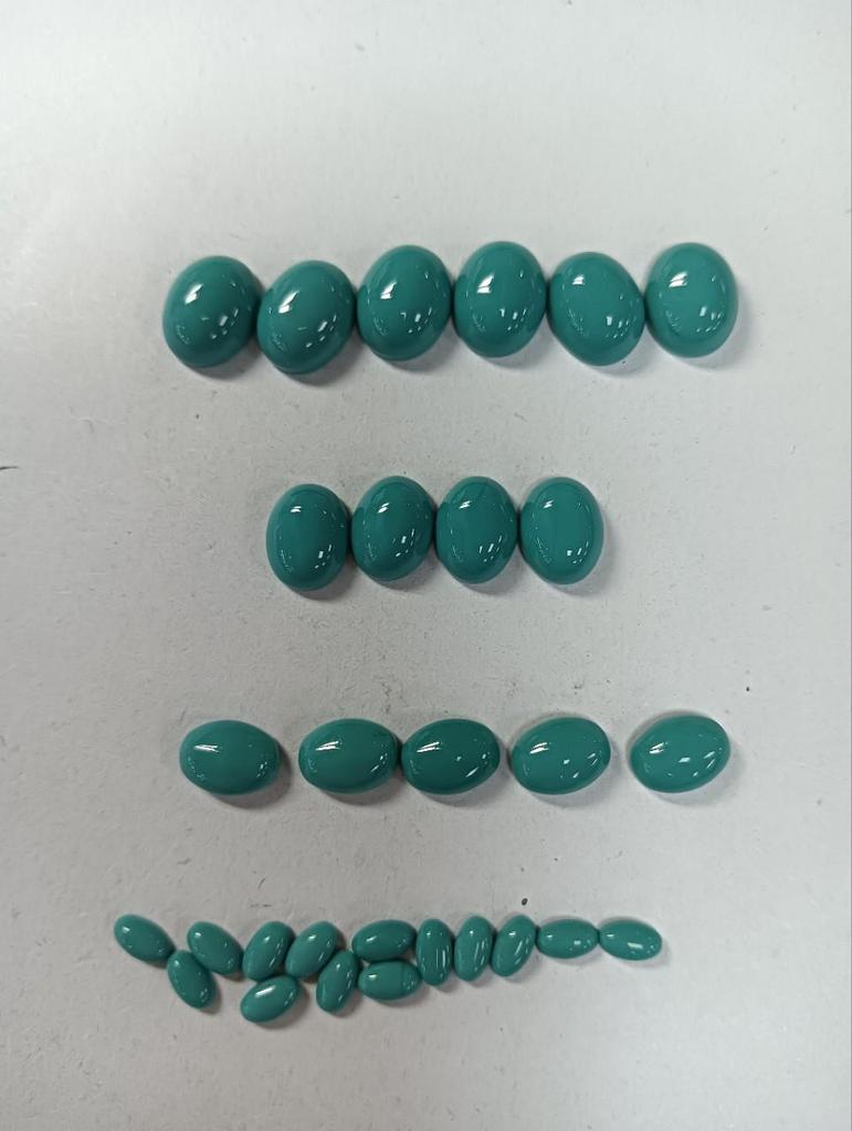 Premium Imitation Natural Turquoise Ovals - Curved Surface, Flat Bottom, 3x4 to 10x14 Sizes Available.
