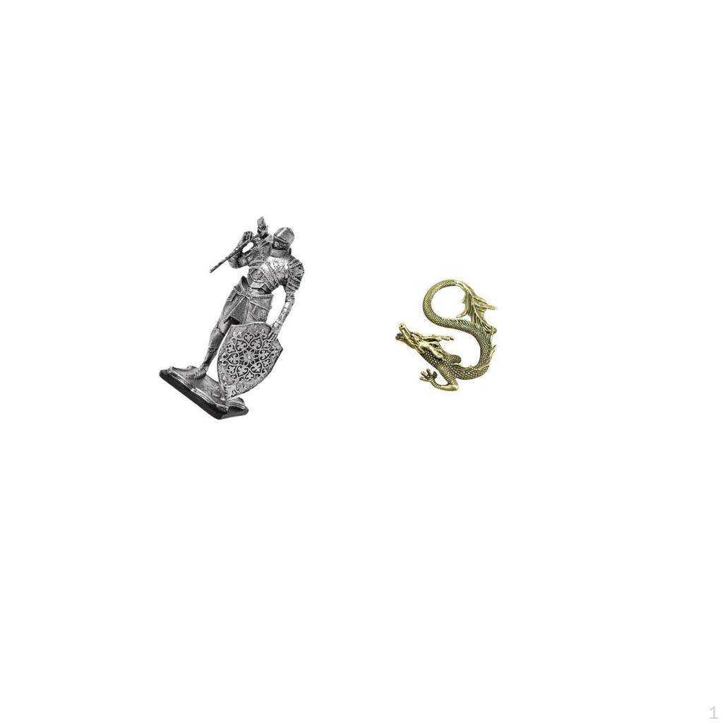Nordic Resin Knight And Brass Figurine Abstract Art Sculpture for Desk Cabinet Office Table