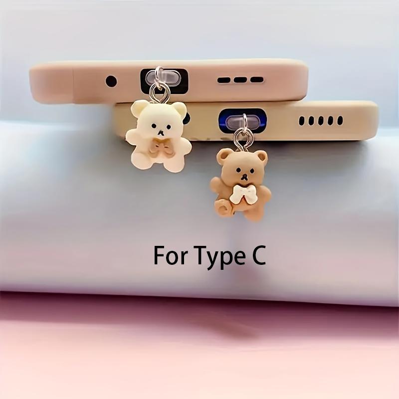 2/1 PCS INS Cartoon Bear Dust Plug Pendant Universal Decorative Accessory For Android iPhone And Headphone Charging Ports