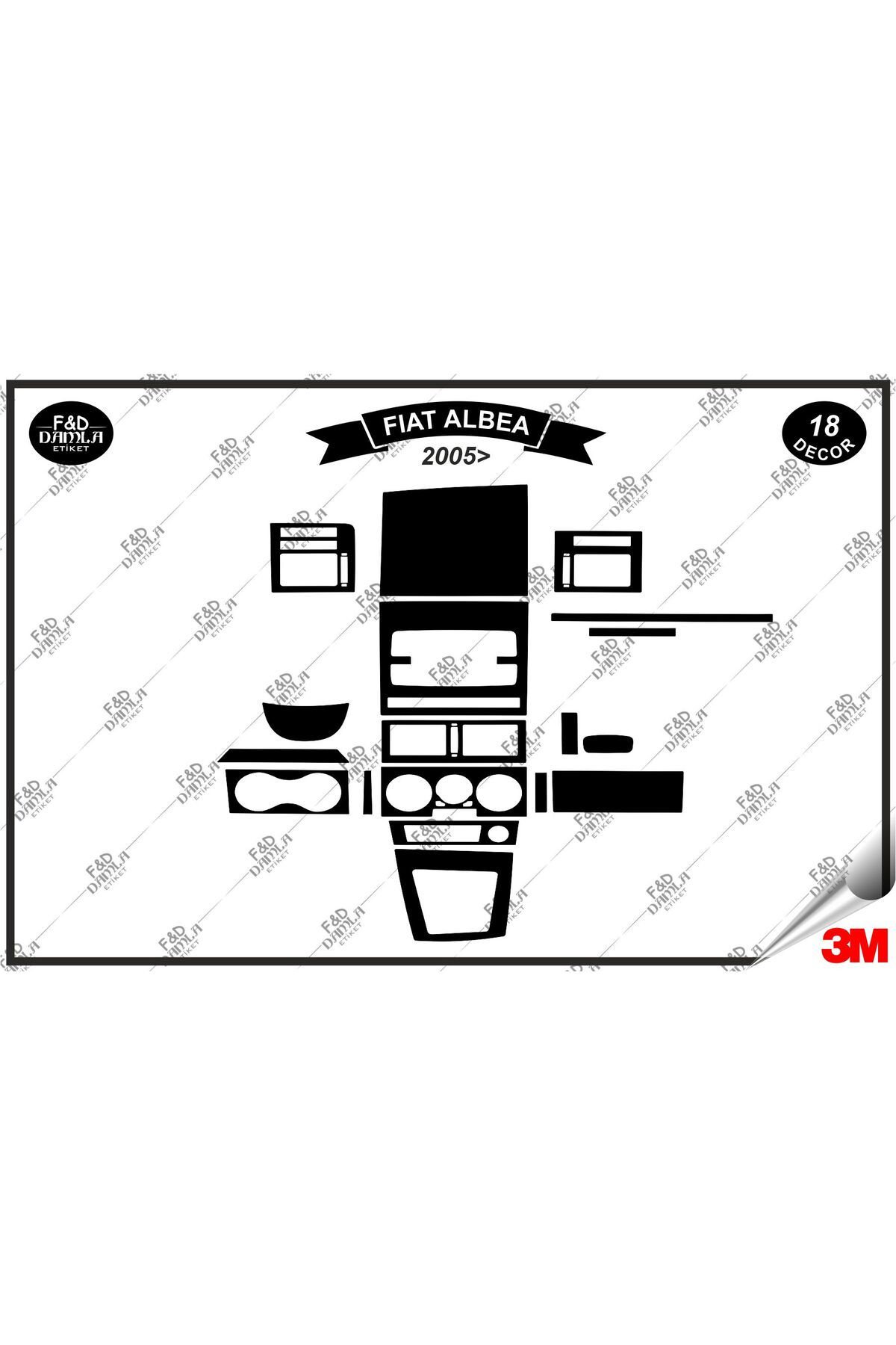 

Fiat Albea 2005 Torpido Konsol Trim Göğüs Maun Kaplama Set 18 Parça Siyah