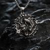 Vintage Viking Style Double Wolf Celtic Knot Stainless Steel Mens Necklace Pendant