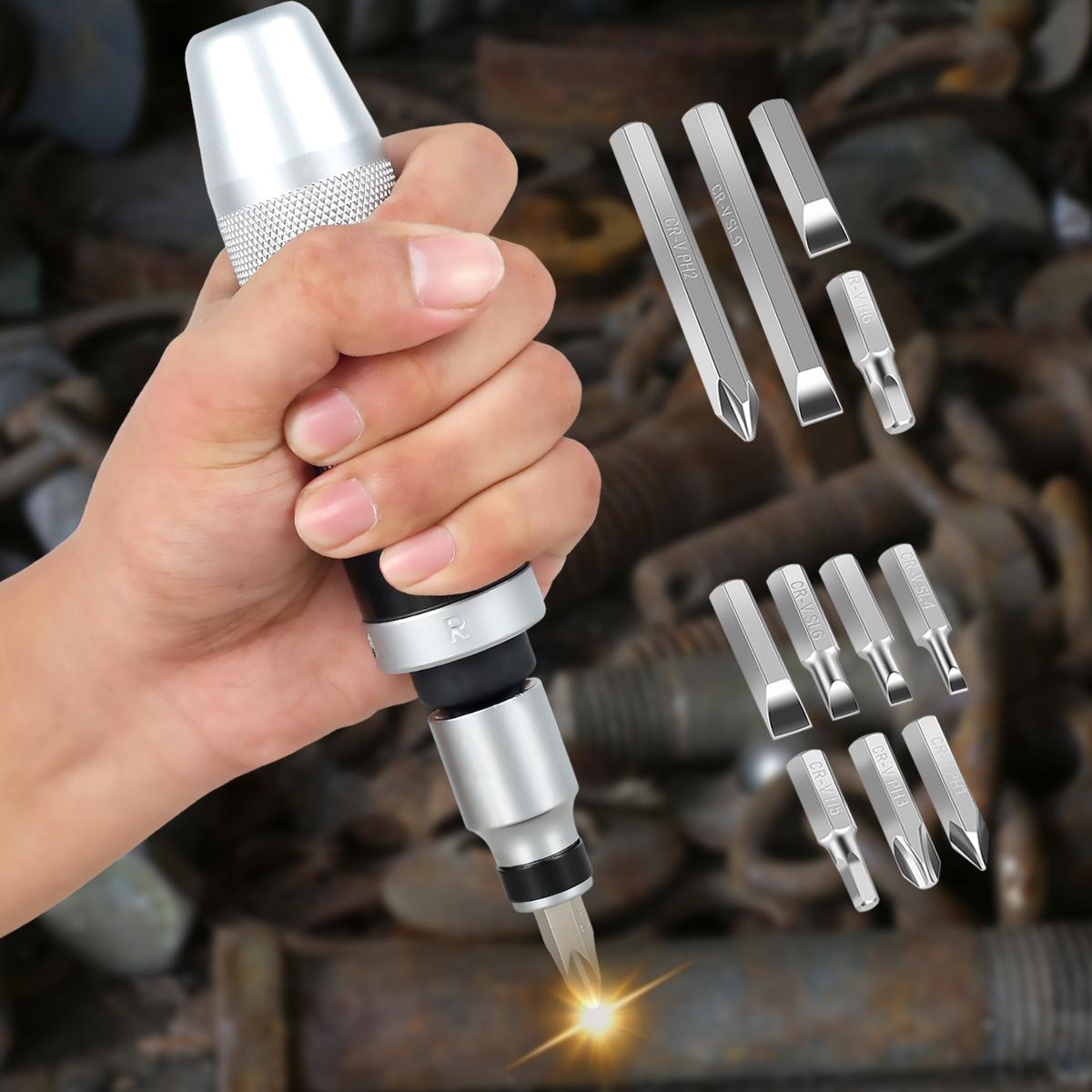 13Pcs Impact Screwdriver Set Shock Screw Driver Chisel Bits Multifunctional Screw Extractor Remover Repair Set Repair Tools