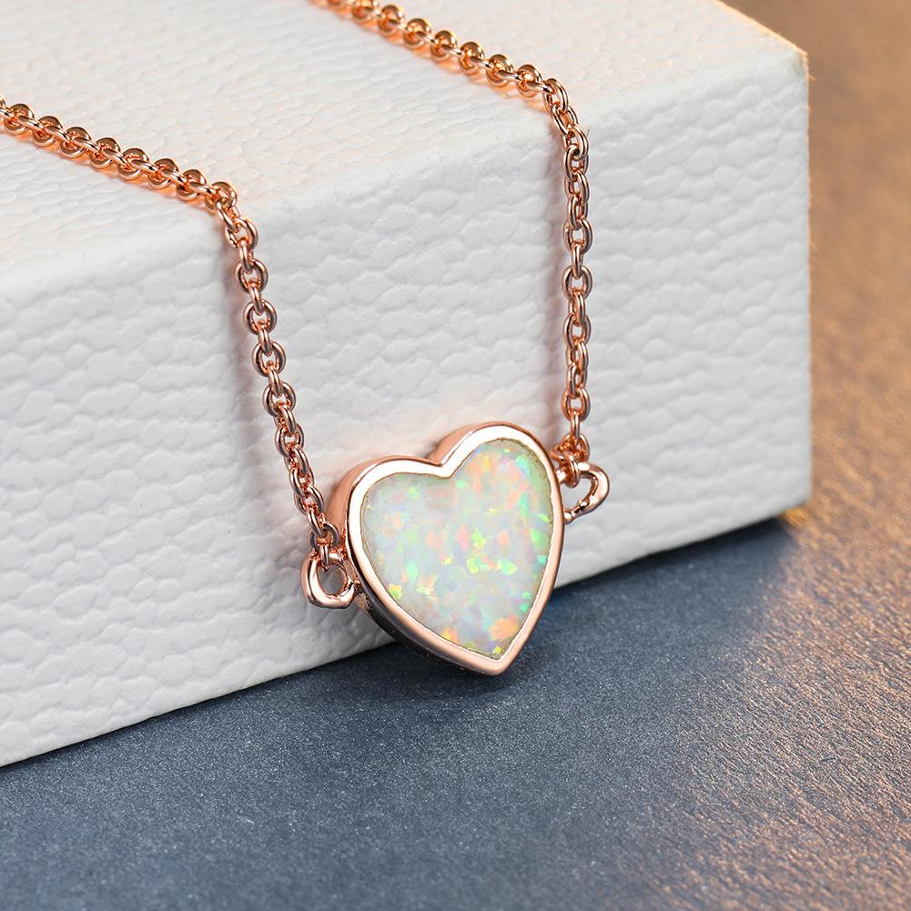 French Rose Gold Heart Shaped Necklace with European and American Style Simple and Fashionable Temperament