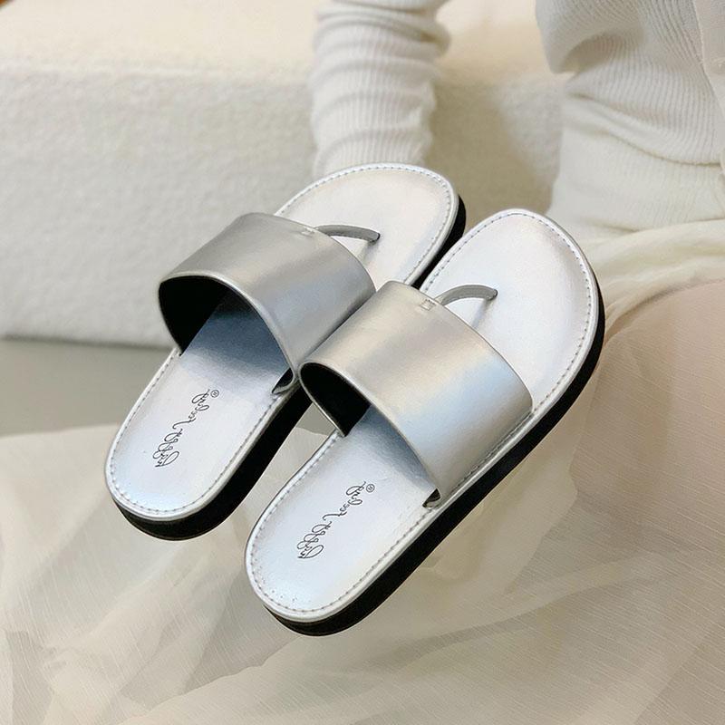 Fashion Fashion Thick Soled Ladies Flats Slippers Slides Sandals Summer Beach Female Flip flops Round Toe Women Flats Slippers Shoes