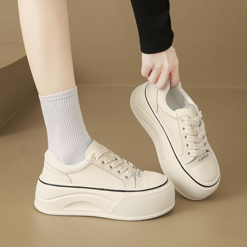 Fashion CRLAYDK Platform Sneakers for Women 6.5CM Height Increase Fashion Casual Tennis Skate Walking Shoes Leather Anti Slip Trainers