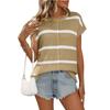 Sommer Rundhals Kurzarm Lässiger Gestreifter Strickpullover Damen Locker Einfach Büro Damen Oberteile Lässig Elegant Dünner Pullover Damenbekleidung