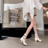 Fashion High-heeled Sandals for Women, 2025 New Style of Open-toe, Thick-heeled, Belt-buckle, Square-toed, Openwork Fashion Cool Boots