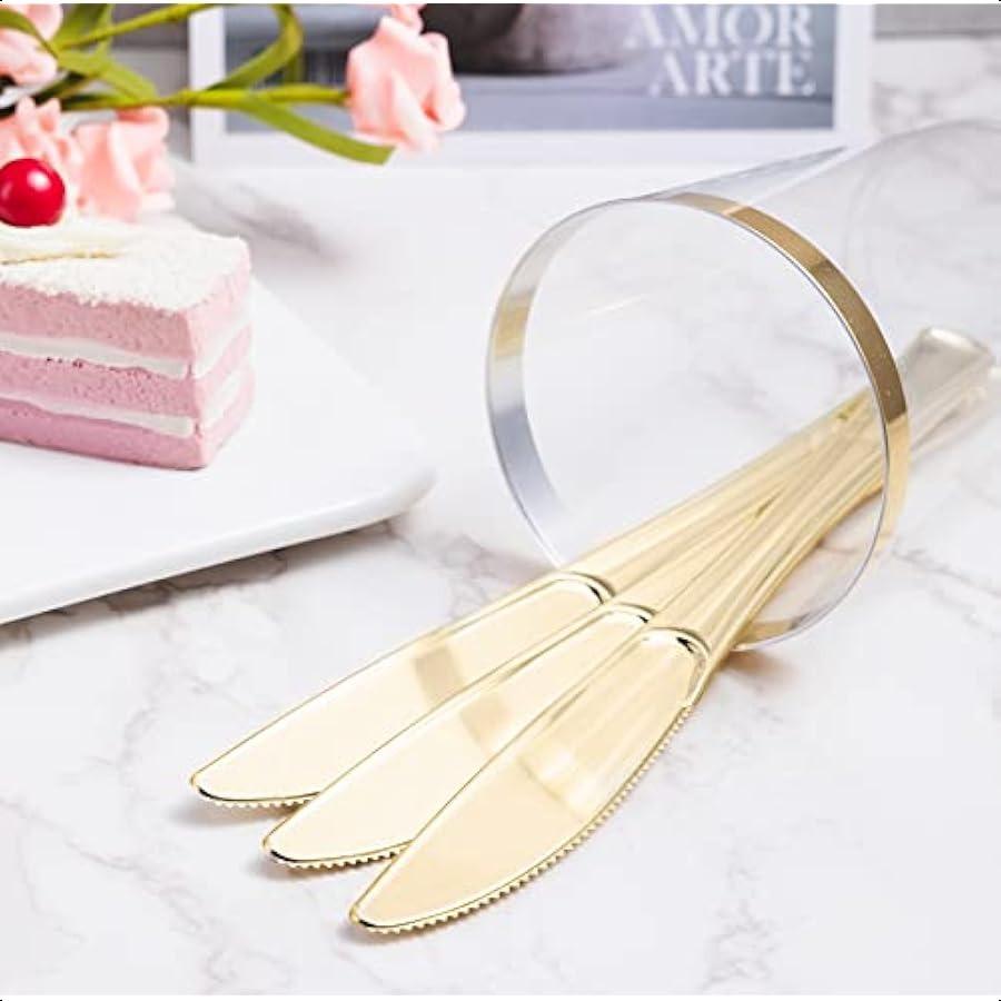 

Набор из 72 золотых пластиковых ножей. Прочные и долговечные пластиковые ножи. Идеальная посуда для вечеринок, свадеб и других официальных мероприятий. United States