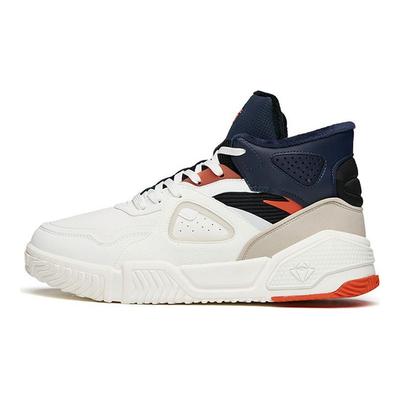 Leather Plush Wear-Resistant Shock Absorption Mid-Top Sneakers Men Sneakers White Blue Orange 112148902-1