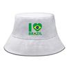 Cappello a Secchiello con Stampa Bandiera del Brasile, Cappello da Pescatore Patriottico Tinta Unita Unisex Colore Caramella Cappello da Spiaggia