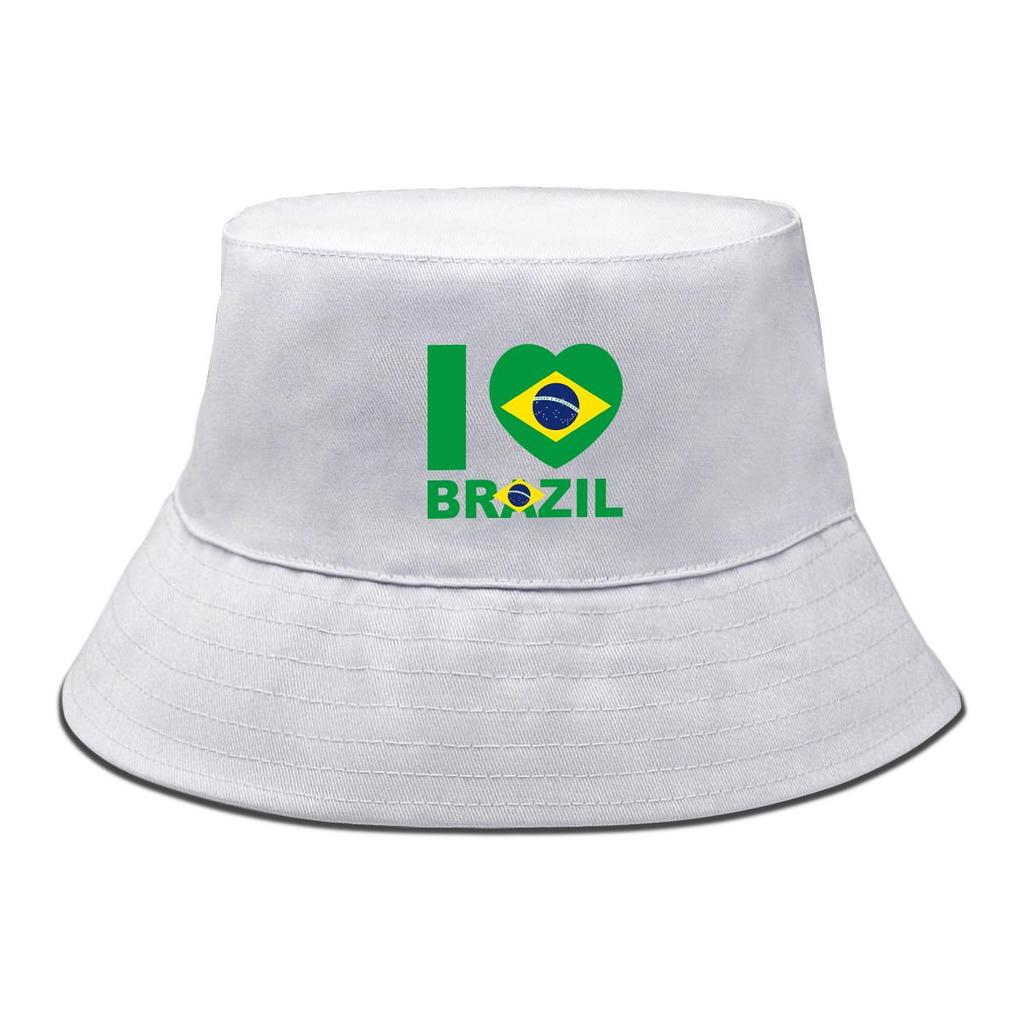 Cappello a Secchiello con Stampa Bandiera del Brasile, Cappello da Pescatore Patriottico Tinta Unita Unisex Colore Caramella Cappello da Spiaggia