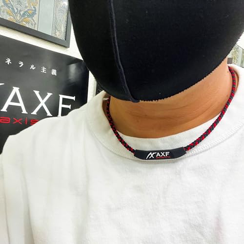 AXF Axef Color Band with Silicone Charm, AXF300 BLACK, Large (51cm), Silicone Necklace, AxisFirm, Core Strength, Blood Circulation Enhancer, Ifmic