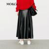 MO&Co. Winter Faux Leather High-Waist A-Line Skirt