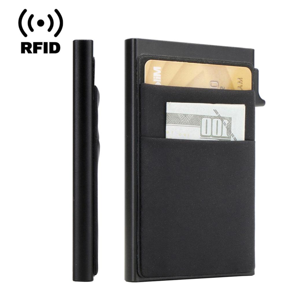 Men's RFID Aluminum Card Holder: In-Stock, Side-Push Design