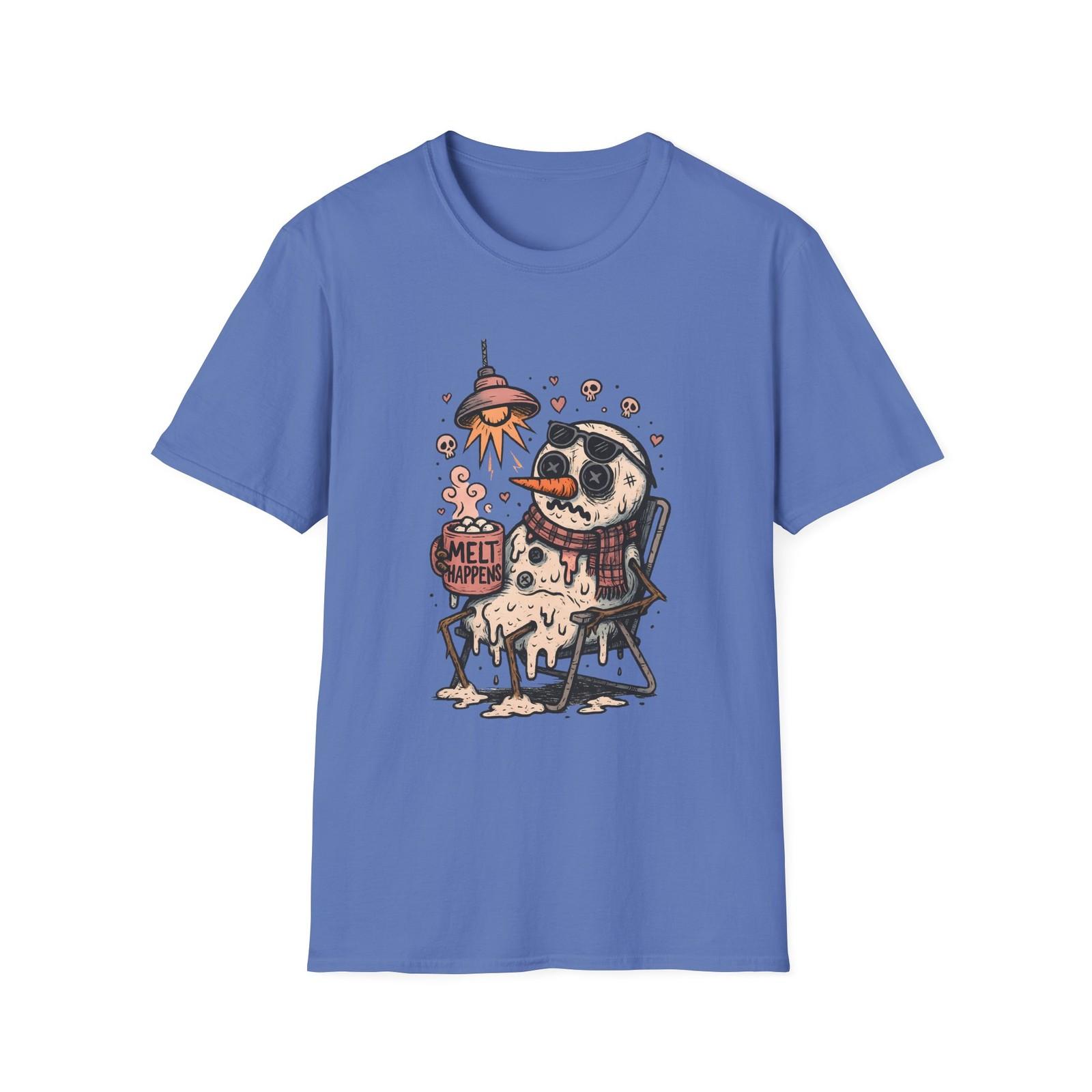 Unisex Softstyle T-Shirt Mens Womens Tees Top Snowman Heat Lamp Cocoa Funny Holiday Christmas 2XL